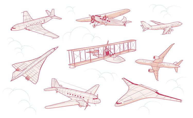 A vintage illustration of human flight